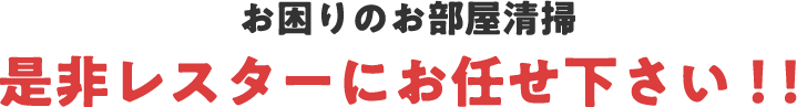 お困りのお部屋清掃是非レスターにお任せ下さい！！